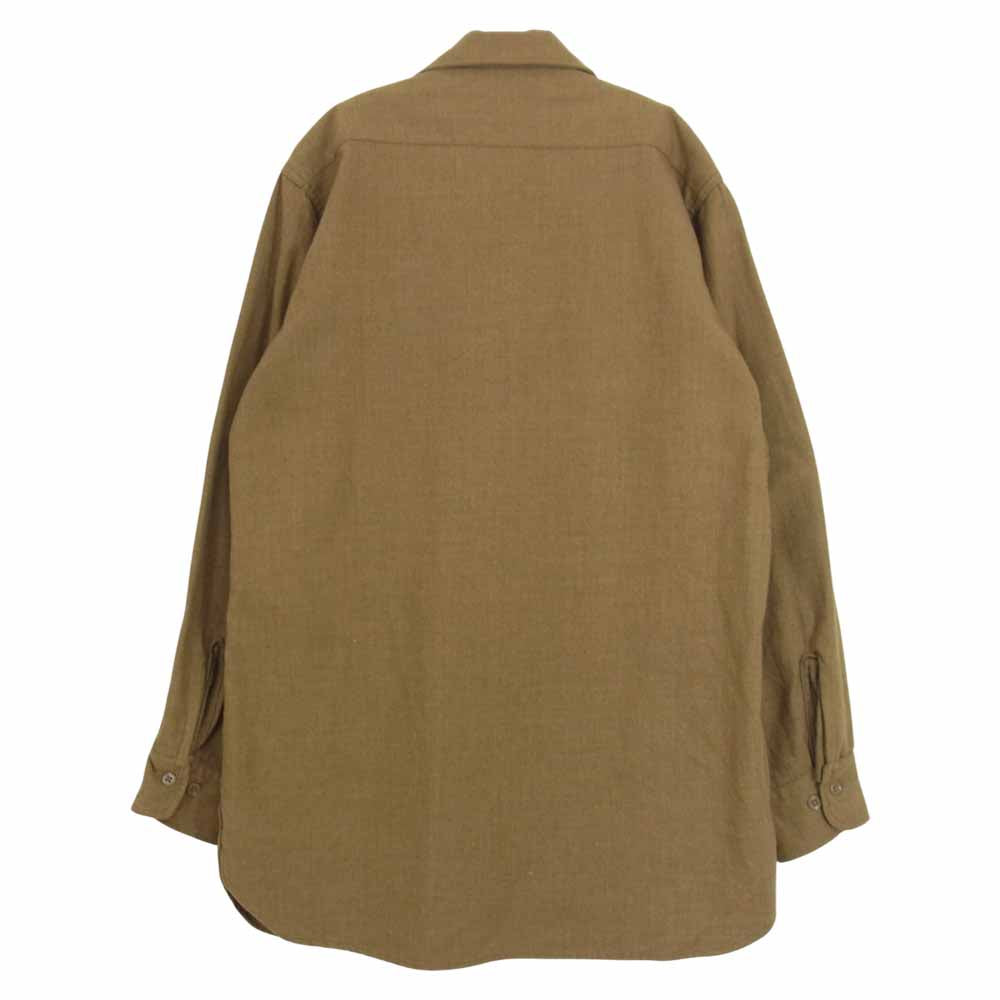 アメリカ軍 ガスフラップ付 ウール マスタード シャツ ベージュ系 14 1/2～32【中古】