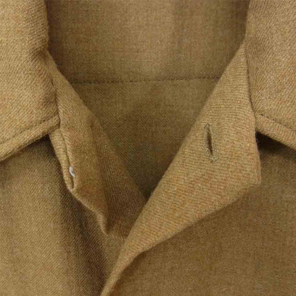 アメリカ軍 ガスフラップ付 ウール マスタード シャツ ベージュ系 14 1/2～32【中古】