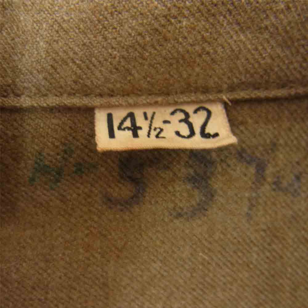 アメリカ軍 ガスフラップ付 ウール マスタード シャツ ベージュ系 14 1/2～32【中古】