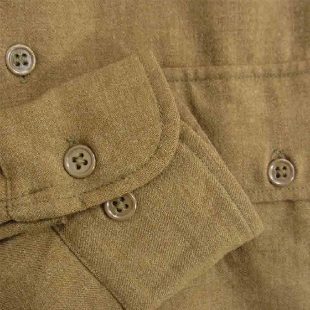アメリカ軍 ガスフラップ付 ウール マスタード シャツ ベージュ系 14 1/2～32【中古】