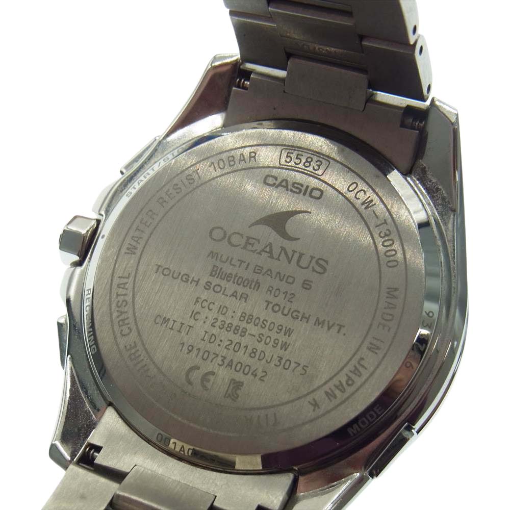 CASIO OCEANUS カシオ オシアナス OCW-T3000 クラシックライン Bluetooth搭載 電波ソーラー 腕時計 シルバー系 ブルー系【中古】
