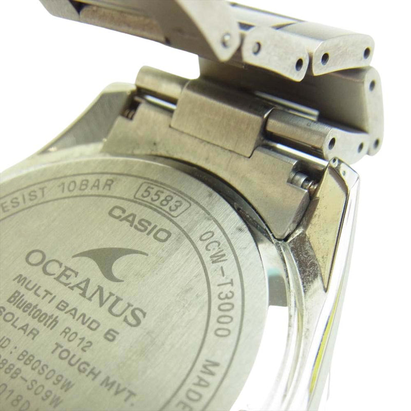 CASIO OCEANUS カシオ オシアナス OCW-T3000 クラシックライン Bluetooth搭載 電波ソーラー 腕時計 シルバー系 ブルー系【中古】