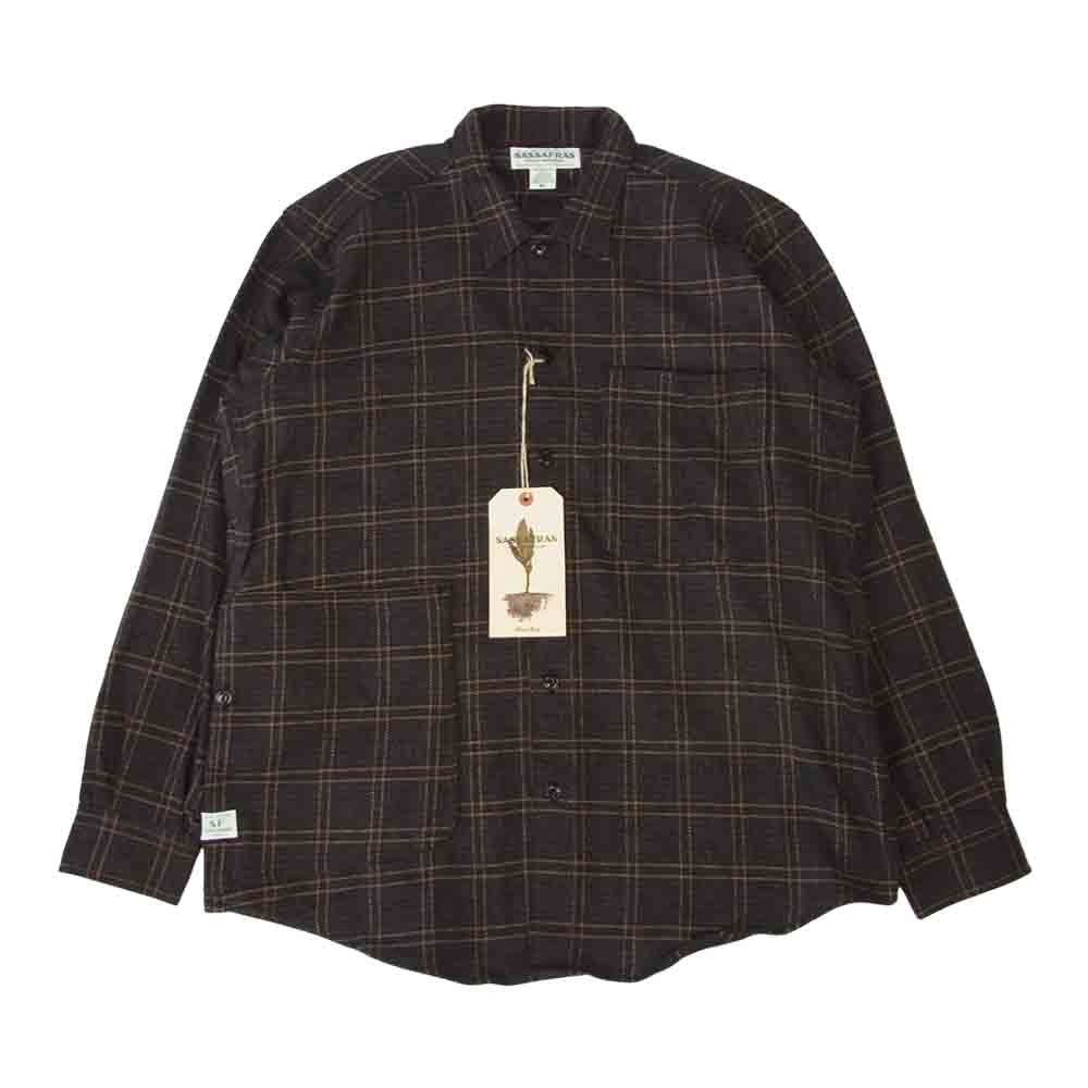 SASAFRAS ササフラス SF-211856 Diggin Half Cotton Tweed ディッギン ハーフ コットンツイード チェック シャツ ブラック系 XL【新古品】【未使用】【中古】