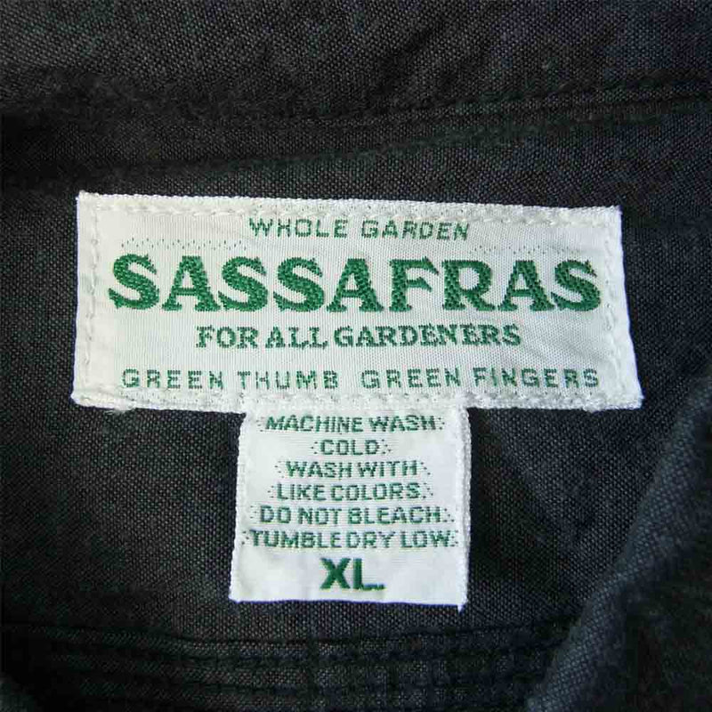SASAFRAS ササフラス SF-211826 Gardener Shirt  6oz Chambray ガーデナー チンストラップ シャンブレー 長袖 シャツ ブラック系 XL【新古品】【未使用】【中古】