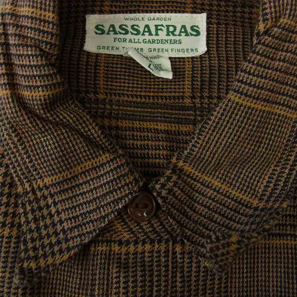 SASAFRAS ササフラス SF-211858 Gardener Shirt  L/C CHECK ガーデナー チンストラップ チェック 長袖 シャツ ブラウン系 L【新古品】【未使用】【中古】