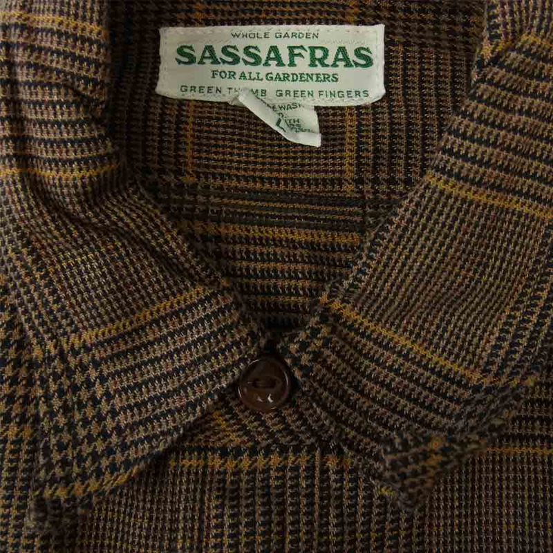 SASAFRAS ササフラス SF-211858 Gardener Shirt  L/C CHECK ガーデナー チンストラップ チェック 長袖 シャツ ブラウン系 L【新古品】【未使用】【中古】