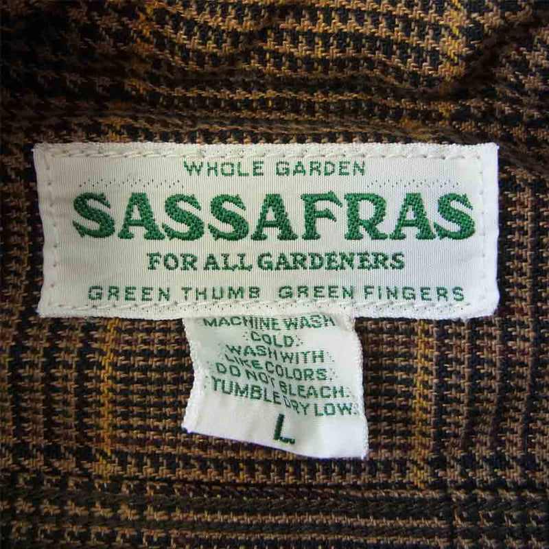 SASAFRAS ササフラス SF-211858 Gardener Shirt  L/C CHECK ガーデナー チンストラップ チェック 長袖 シャツ ブラウン系 L【新古品】【未使用】【中古】