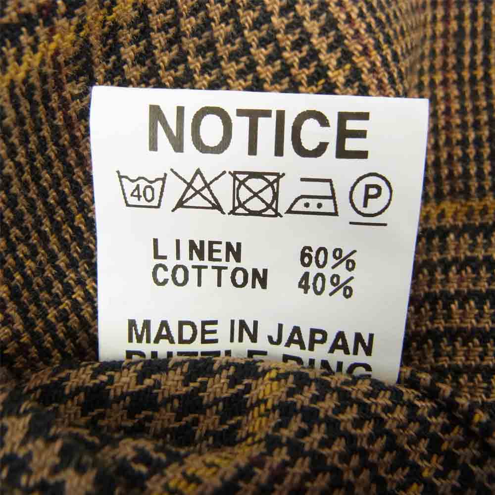 SASAFRAS ササフラス SF-211858 Gardener Shirt  L/C CHECK ガーデナー チンストラップ チェック 長袖 シャツ ブラウン系 L【新古品】【未使用】【中古】