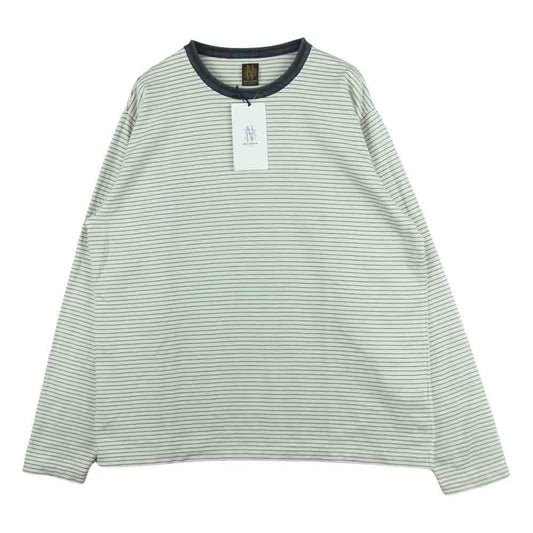 バトナー 21SS BN-21SM-019 GIZA FADE COLOR FINE PITCH BORDER CREW NECK ギザコットン ボーダー クルーネック 長袖 Tシャツ ブラック系 アイボリー系 3【美品】【中古】