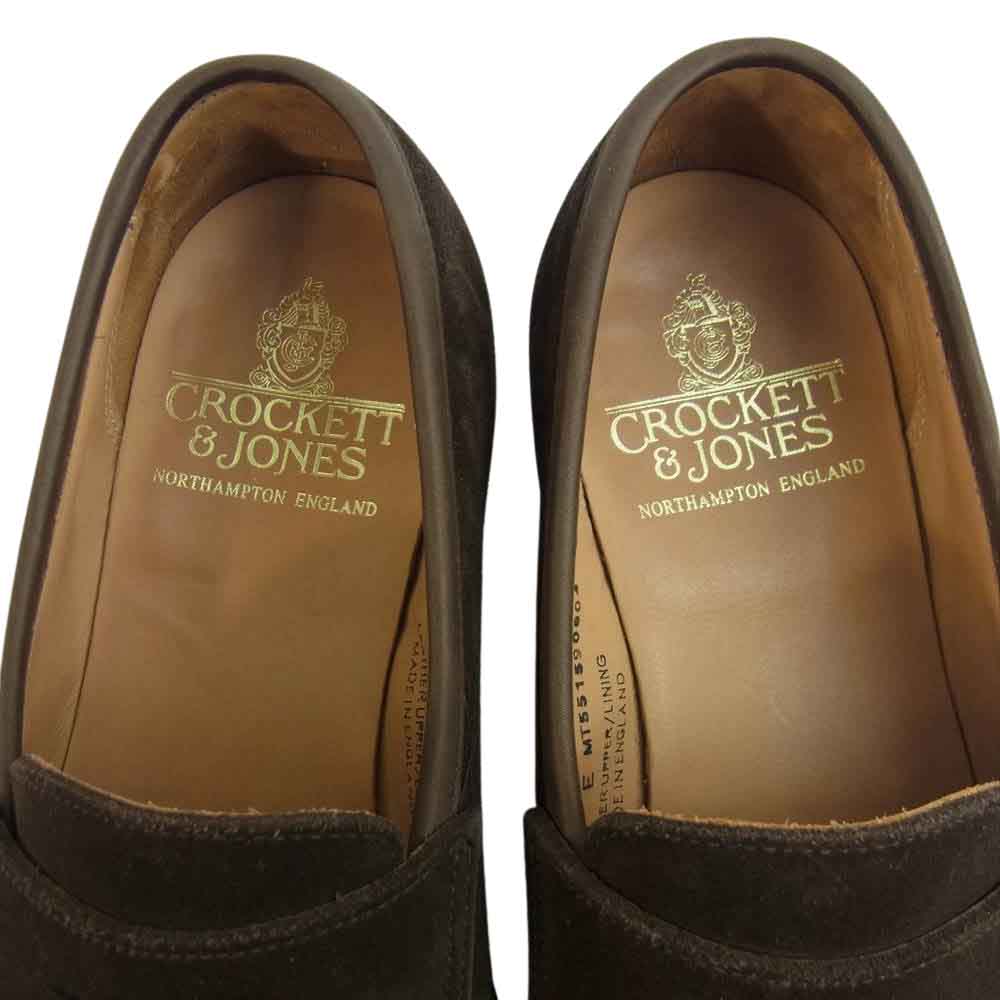 CROCKETT&JONES クロケットアンドジョーンズ 28363 英国製 BOSTON ボストン スエード コインローファー ブラウン系 5E【中古】