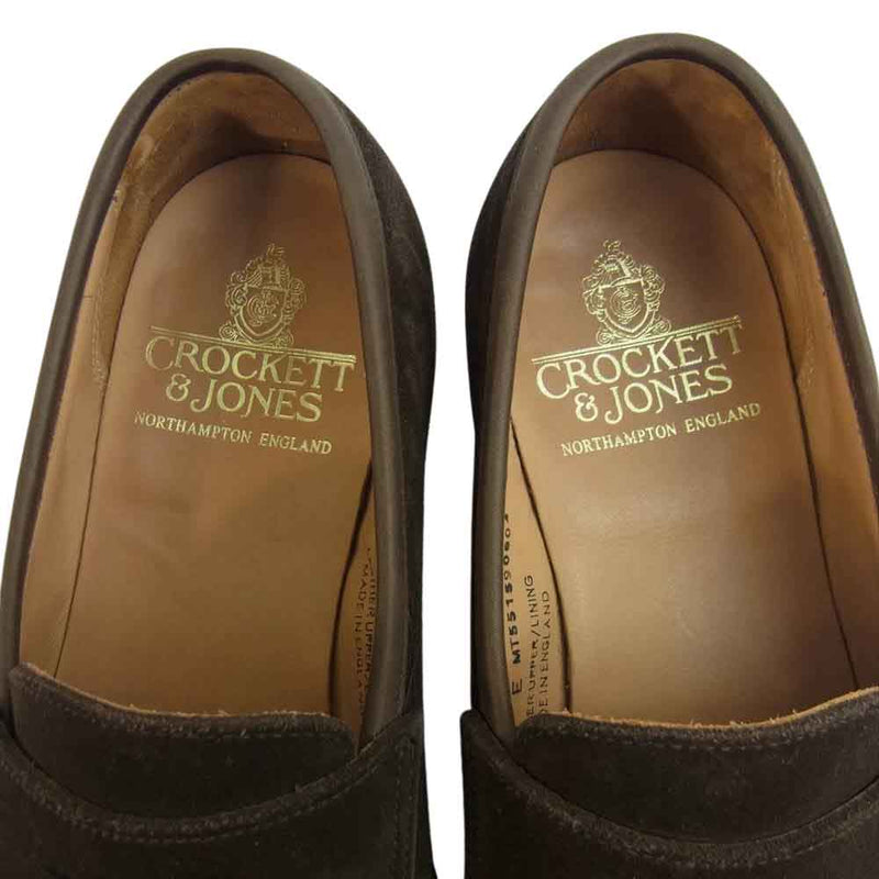 CROCKETT&JONES クロケットアンドジョーンズ 28363 英国製 BOSTON ボストン スエード コインローファー ブラウン系  5E【中古】