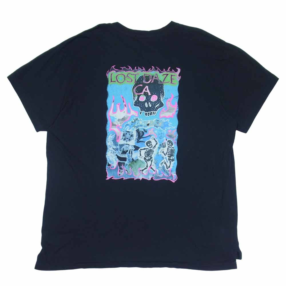 ロストデイズ 915934 COLLAGE TEE カレッジ ロゴ 刺繍 バックプリント クルーネック 半袖 Tシャツ ブラック系 M【中古】