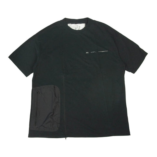 OAKLEY オークリー 切替 ジップ クルーネック Tシャツ ポケット 異素材 ブラック系 L【中古】