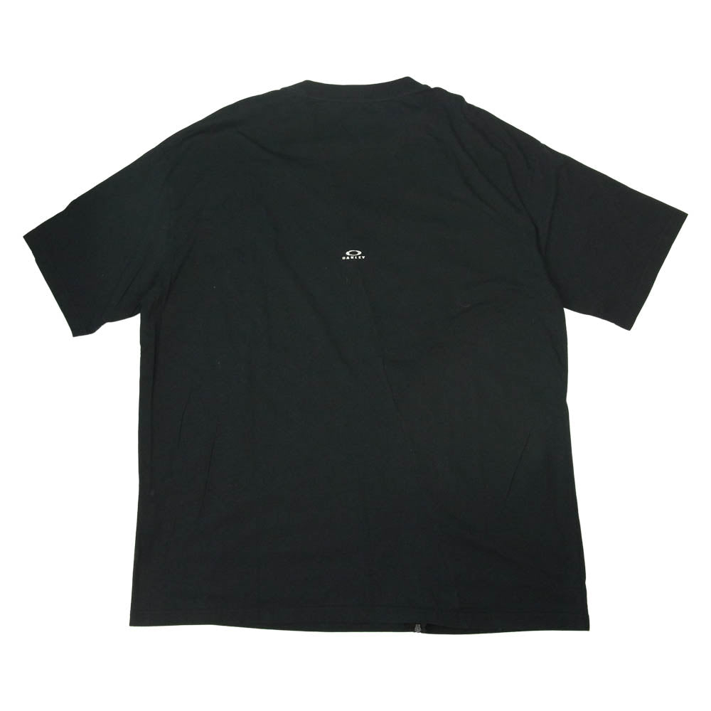 OAKLEY オークリー 切替 ジップ クルーネック Tシャツ ポケット 異素材 ブラック系 L【中古】
