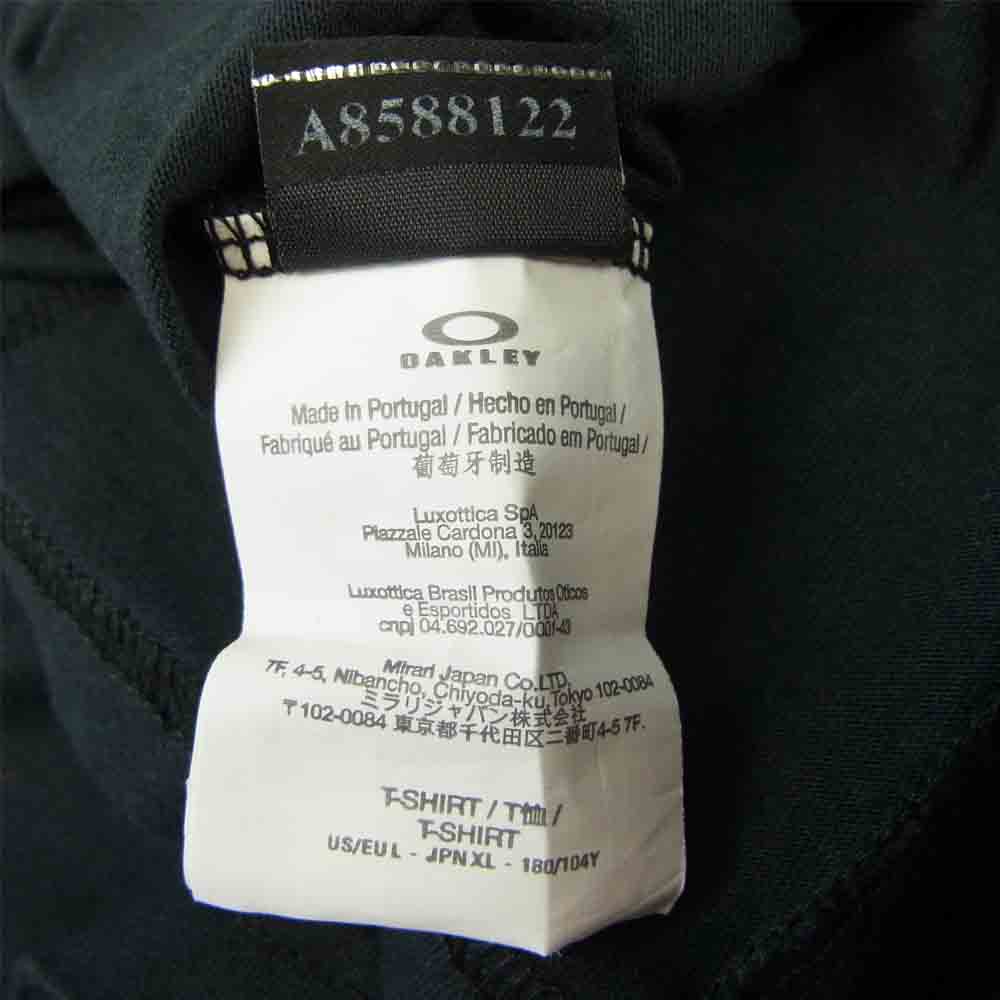 OAKLEY オークリー 切替 ジップ クルーネック Tシャツ ポケット 異素材 ブラック系 L【中古】