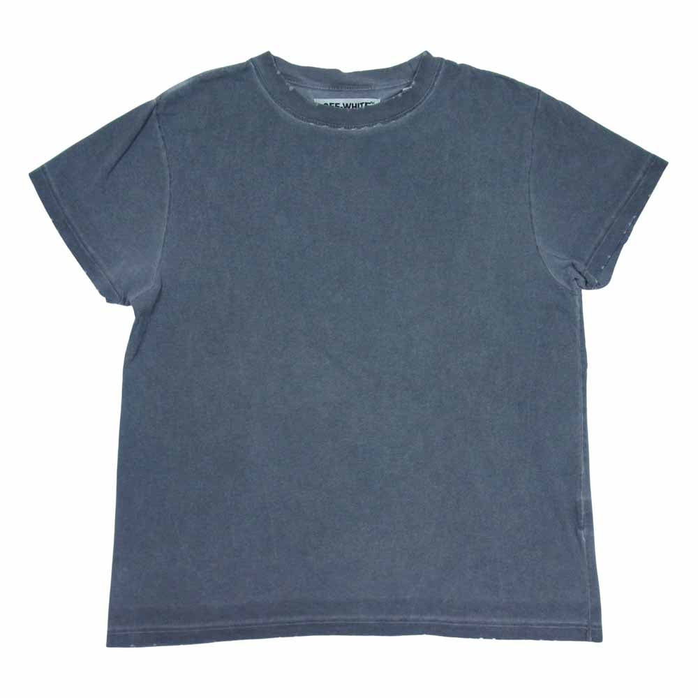 OFF-WHITE オフホワイト GARMENT DYED TEE バックプリント ダメージ加工 ガーメントダイ 半袖 Tシャツ グレー系 S【中古】
