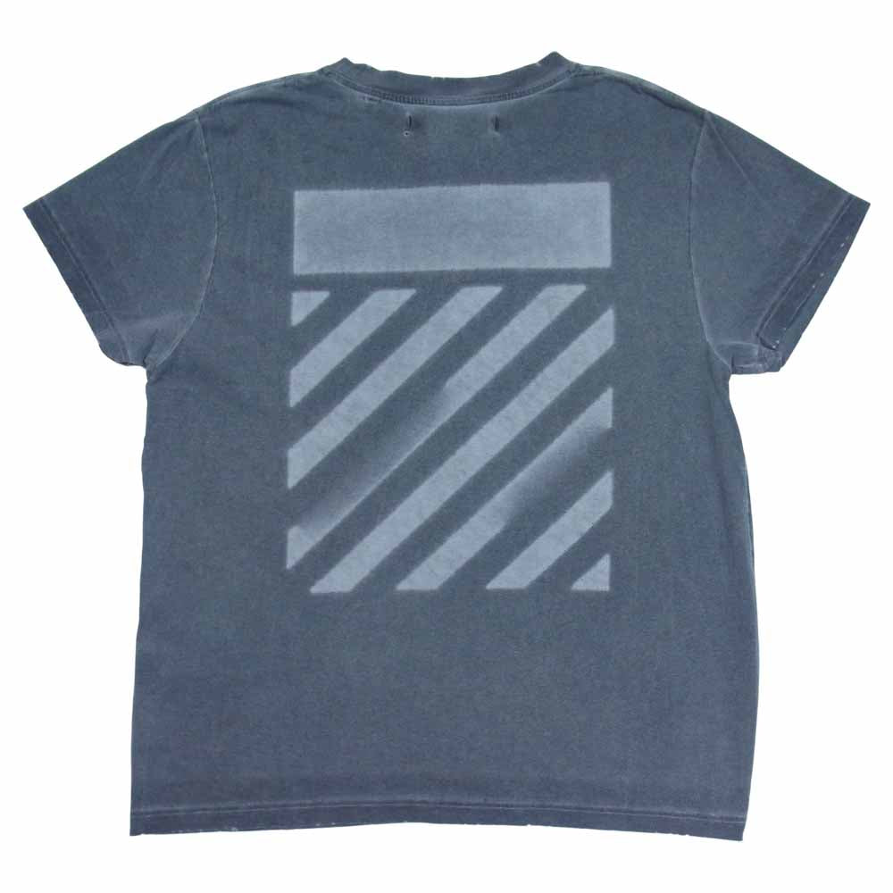 OFF-WHITE オフホワイト GARMENT DYED TEE バックプリント ダメージ加工 ガーメントダイ 半袖 Tシャツ グレー系 S【中古】