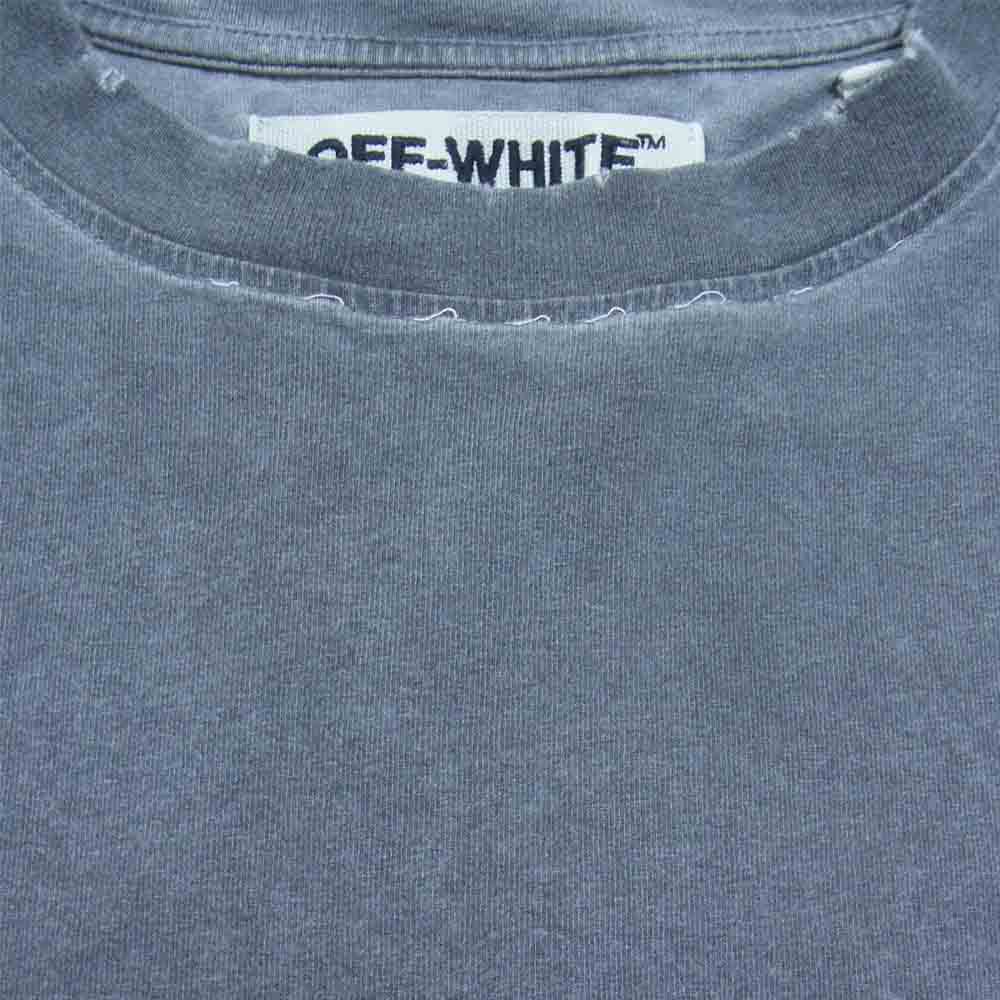 OFF-WHITE オフホワイト GARMENT DYED TEE バックプリント ダメージ加工 ガーメントダイ 半袖 Tシャツ グレー系 S【中古】