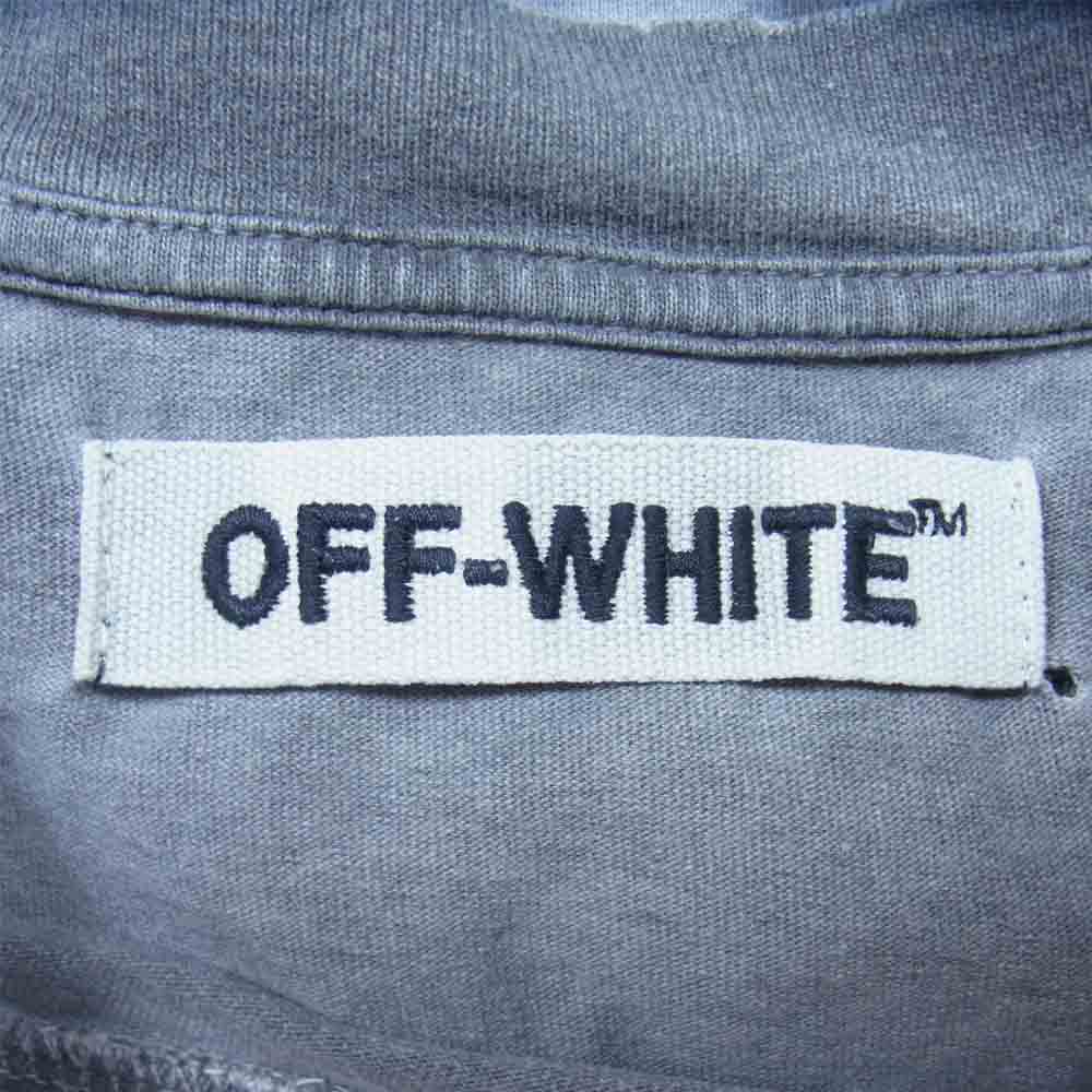 OFF-WHITE オフホワイト GARMENT DYED TEE バックプリント ダメージ加工 ガーメントダイ 半袖 Tシャツ グレー系 S【中古】