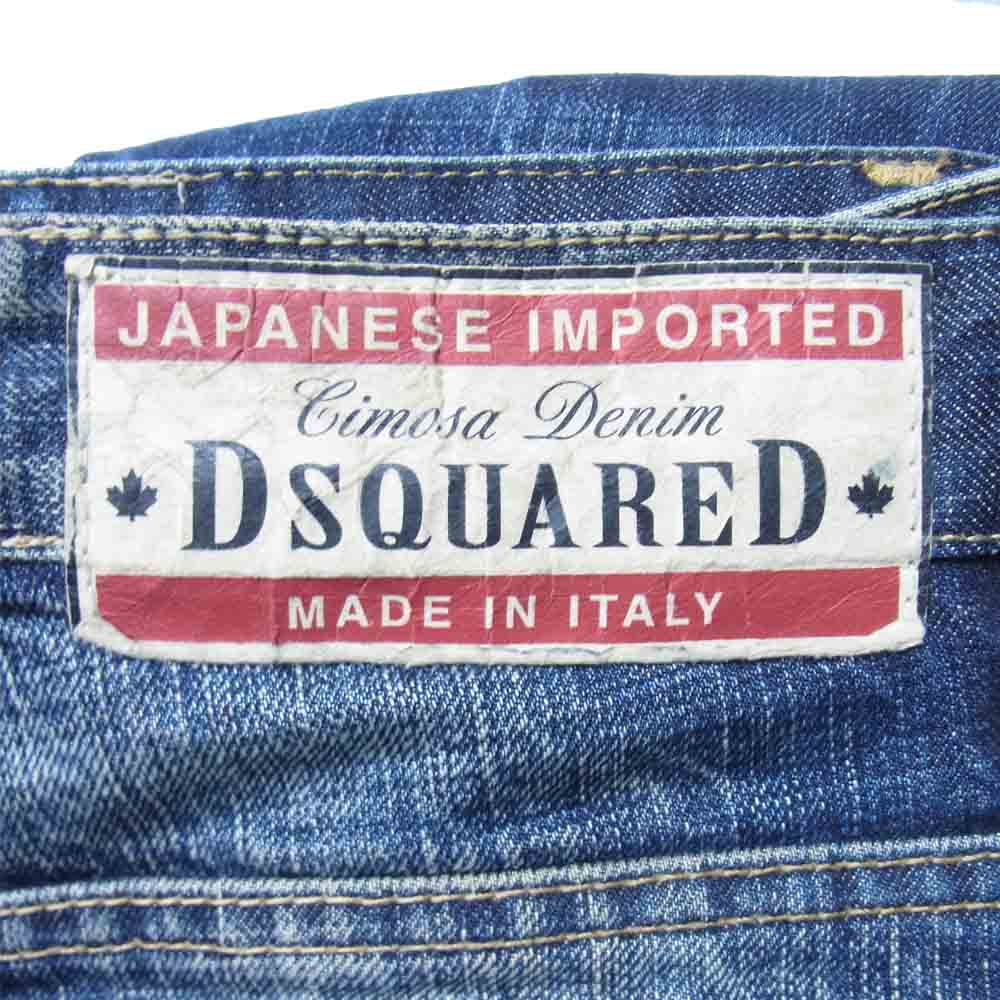 DSQUARED2 ディースクエアード ダメージ加工 ペイント ボタンフライ 5ポケット ストレート デニム パンツ インディゴブルー系 50【中古】