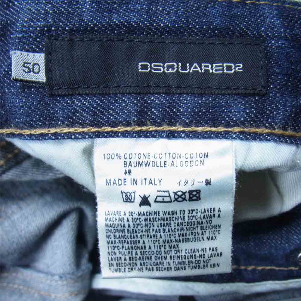 DSQUARED2 ディースクエアード ダメージ加工 ペイント ボタンフライ 5ポケット ストレート デニム パンツ インディゴブルー系 50【中古】
