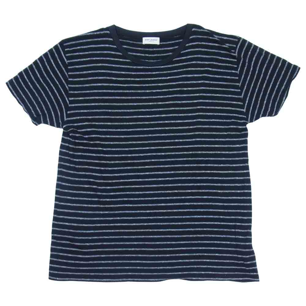 SAINT LAURENT サンローラン エディ期 15AW 391248 Y2MB1 ボーダー 半袖カットソー ブラック系 L【中古】