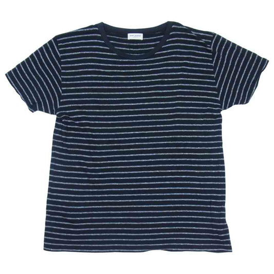 SAINT LAURENT サンローラン エディ期 15AW 391248 Y2MB1 ボーダー 半袖カットソー ブラック系 L【中古】