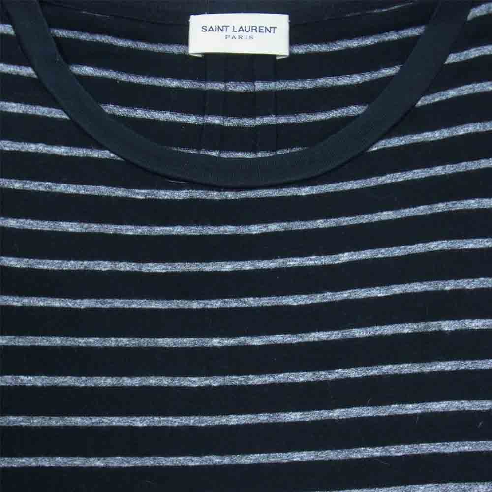 SAINT LAURENT サンローラン エディ期 15AW 391248 Y2MB1 ボーダー 半袖カットソー ブラック系 L【中古】