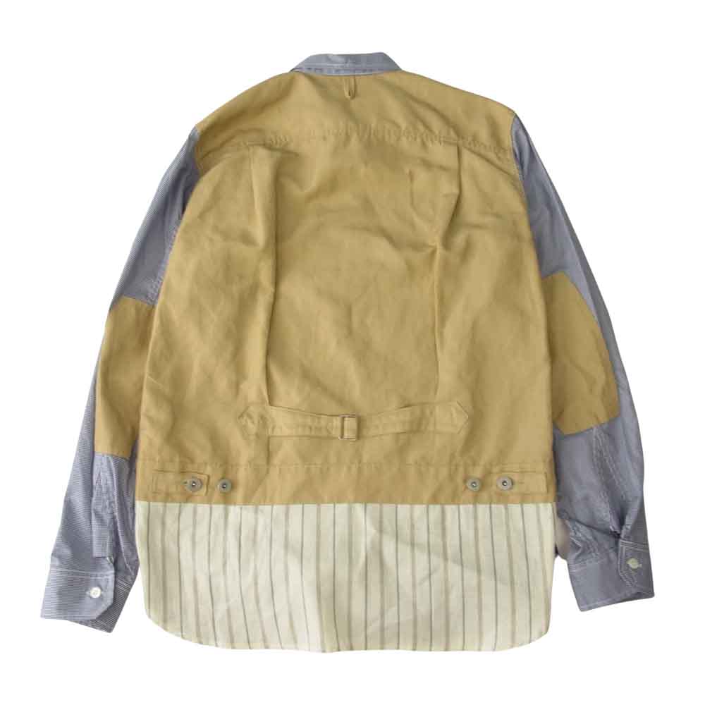 COMME des GARCONS コムデギャルソン JUNYAWATANABE MAN WG-B037 21SS ジュンヤワタナベマン 異素材切替 チェック 長袖 シャツ ブルー系 L【美品】【中古】