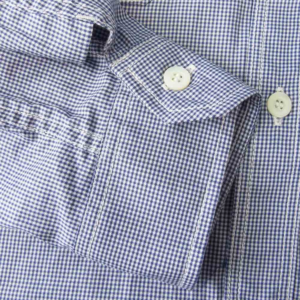 COMME des GARCONS コムデギャルソン JUNYAWATANABE MAN WG-B037 21SS ジュンヤワタナベマン 異素材切替 チェック 長袖 シャツ ブルー系 L【美品】【中古】