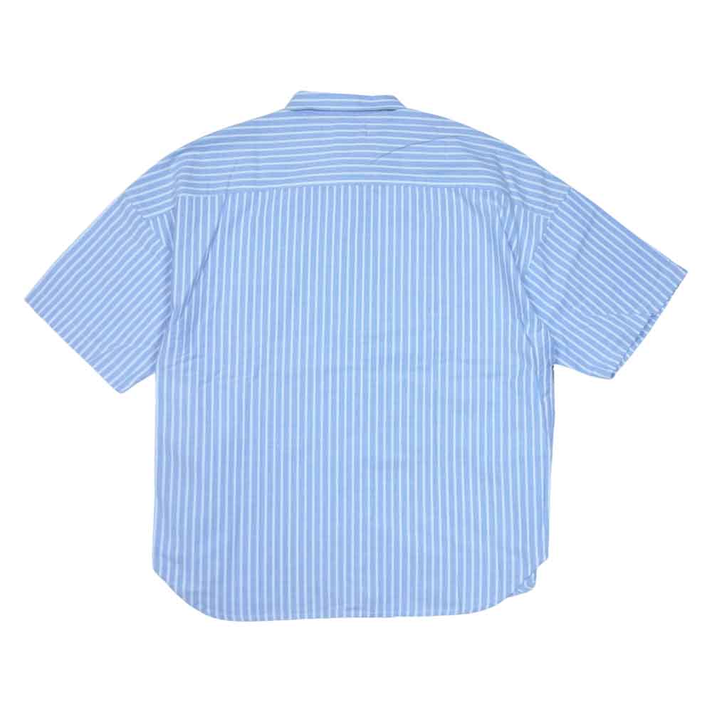 FEAR OF GOD フィアオブゴッド 4th Collection DAD SHIRT フォース コレクション ストライプ サイド ジップ 半袖 シャツ ライトブルー系 L【中古】
