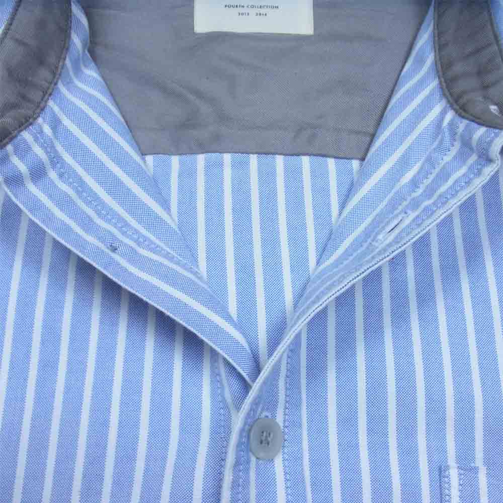 FEAR OF GOD フィアオブゴッド 4th Collection DAD SHIRT フォース コレクション ストライプ サイド ジップ 半袖 シャツ ライトブルー系 L【中古】