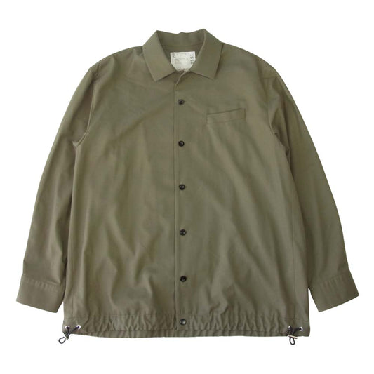 Sacai サカイ 21-02551M ドローストリング ウール 長袖 シャツ カーキ系 4【美品】【中古】