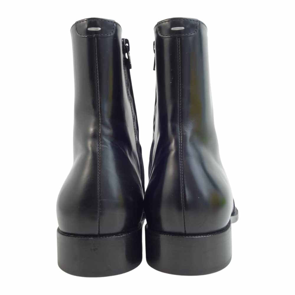 MAISON MARGIELA メゾンマルジェラ 22ライン ストレートステッチ サイドジップ レザー アンクルブーツ ブラック系 43【美品】【中古】