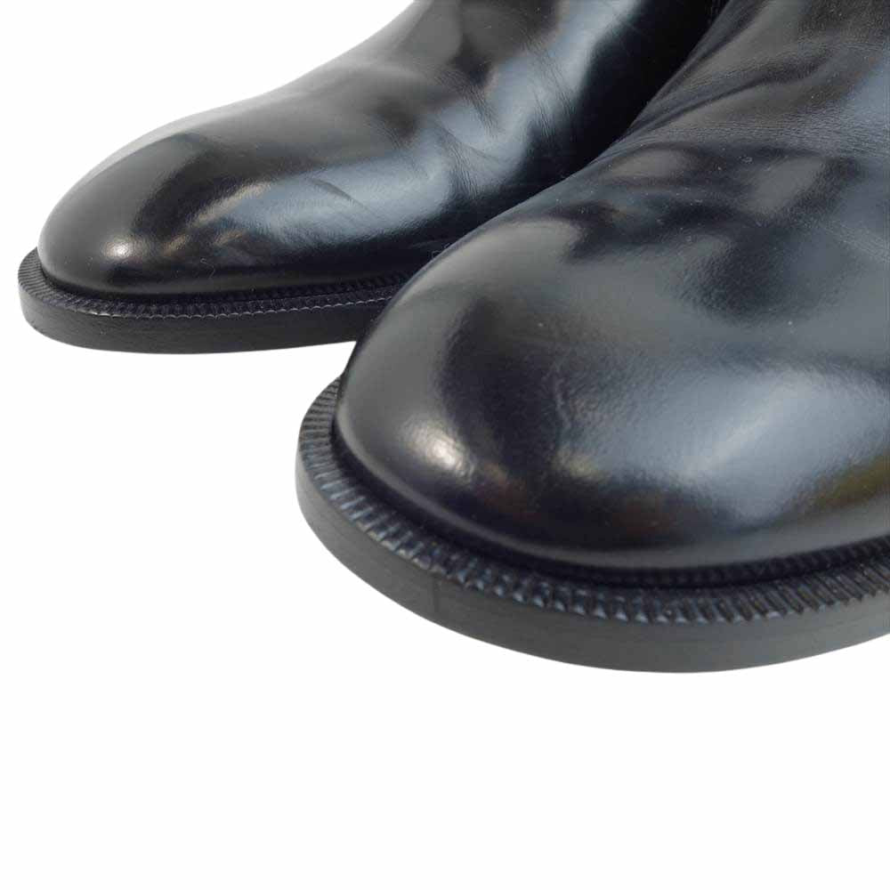 MAISON MARGIELA メゾンマルジェラ 22ライン ストレートステッチ サイドジップ レザー アンクルブーツ ブラック系 43【美品】【中古】