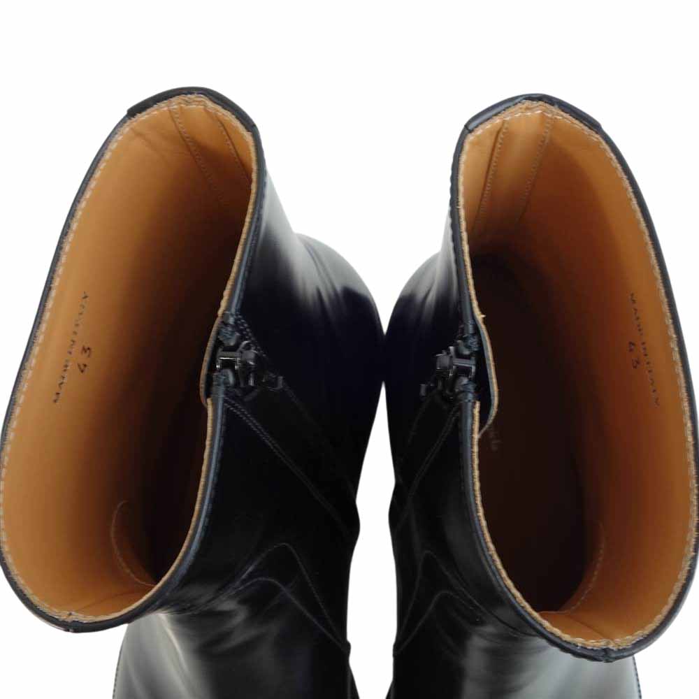 MAISON MARGIELA メゾンマルジェラ 22ライン ストレートステッチ サイドジップ レザー アンクルブーツ ブラック系 43【美品】【中古】