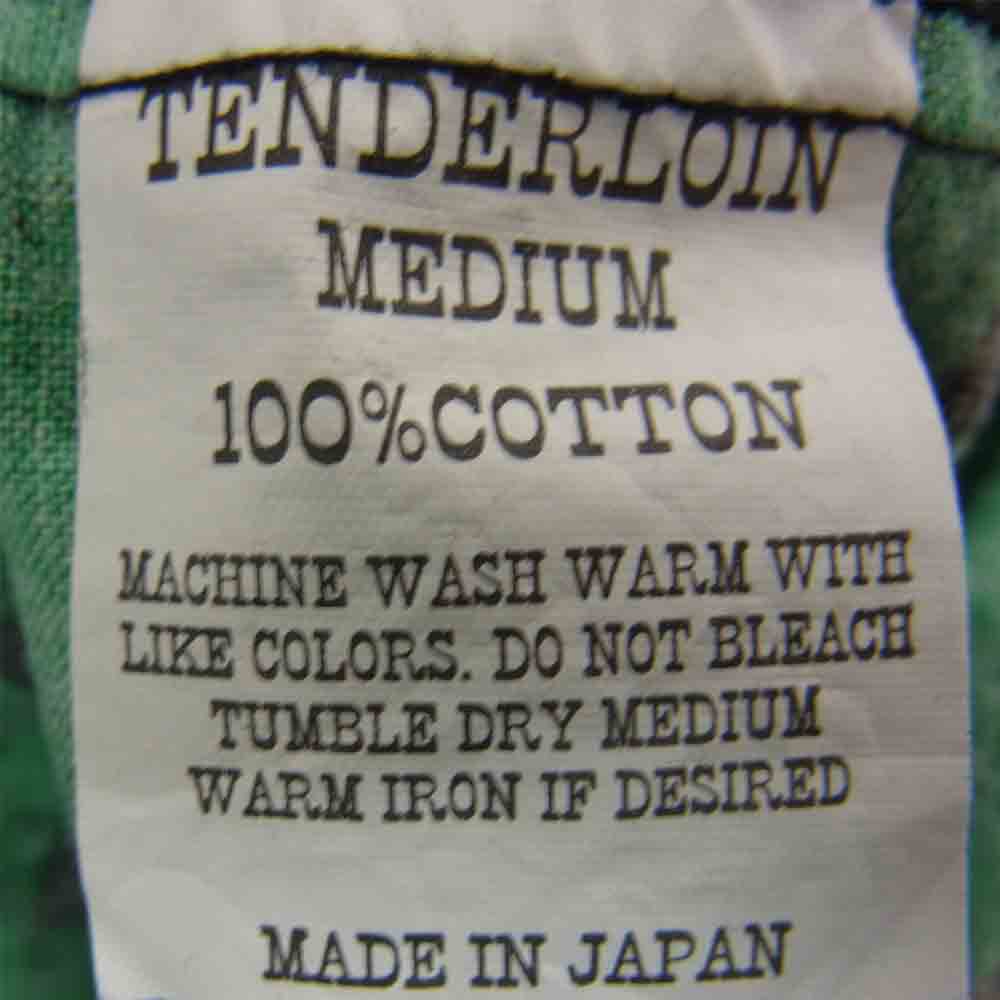 TENDERLOIN テンダーロイン DURABLE PRESS 胸ロゴ刺繍 チェック シャツ グリーン系 M【中古】