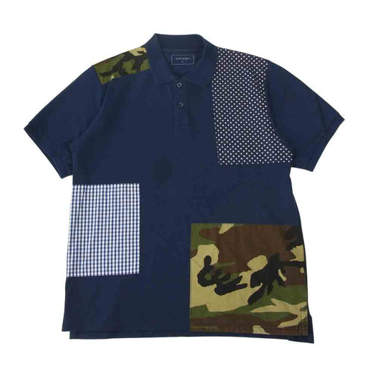 SOPHNET. ソフネット SOPH-160076 FABRIC MIX POLO ファブリック ミックス ポロ ネイビー系 L【中古】