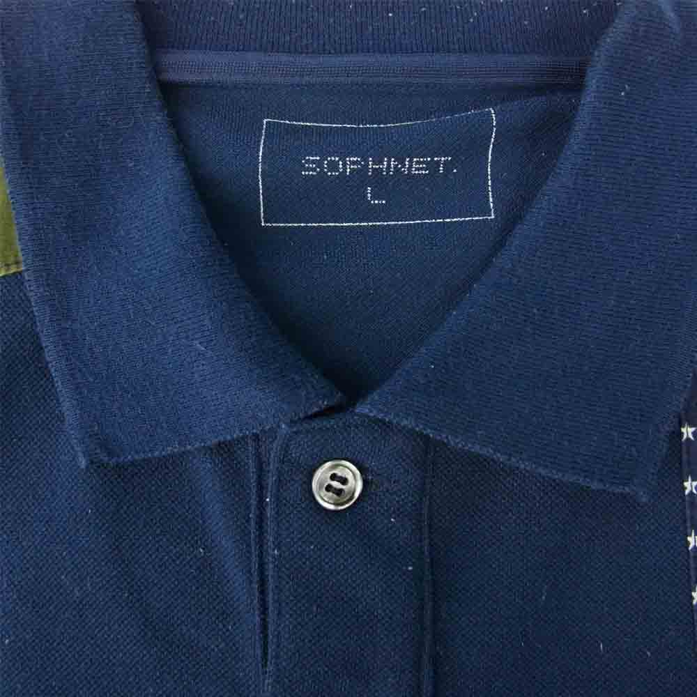 SOPHNET. ソフネット SOPH-160076 FABRIC MIX POLO ファブリック ミックス ポロ ネイビー系 L【中古】
