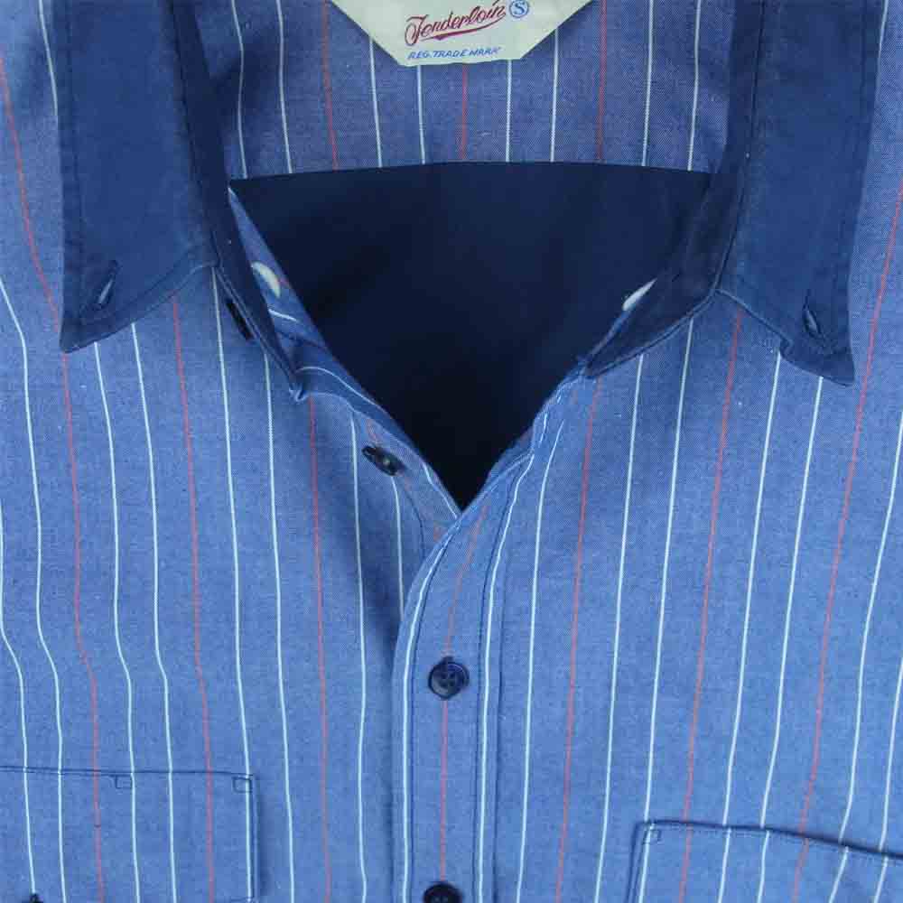 TENDERLOIN テンダーロイン T-WORK SHT U BD 切替 ストライプ 長袖 シャツ コットン 日本製 ブルー系 S【中古】