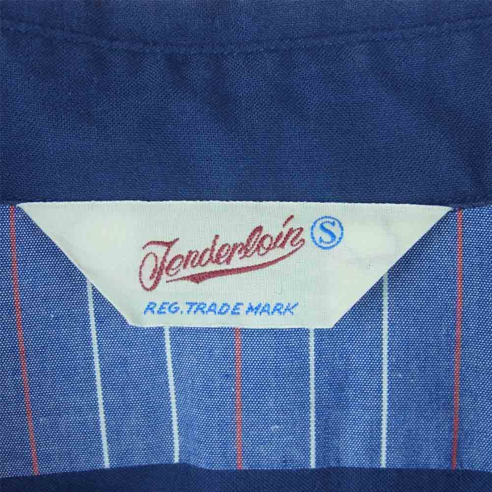 TENDERLOIN テンダーロイン T-WORK SHT U BD 切替 ストライプ 長袖 シャツ コットン 日本製 ブルー系 S【中古】
