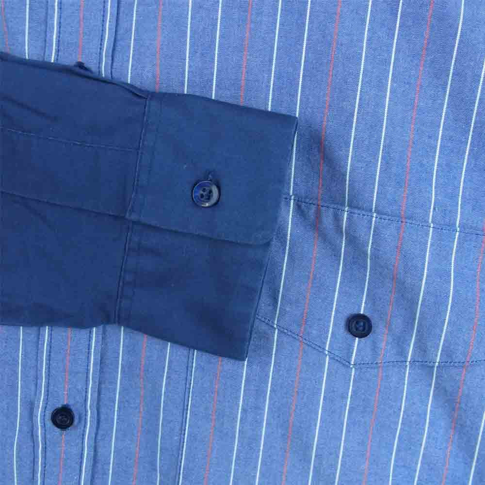 TENDERLOIN テンダーロイン T-WORK SHT U BD 切替 ストライプ 長袖 シャツ コットン 日本製 ブルー系 S【中古】