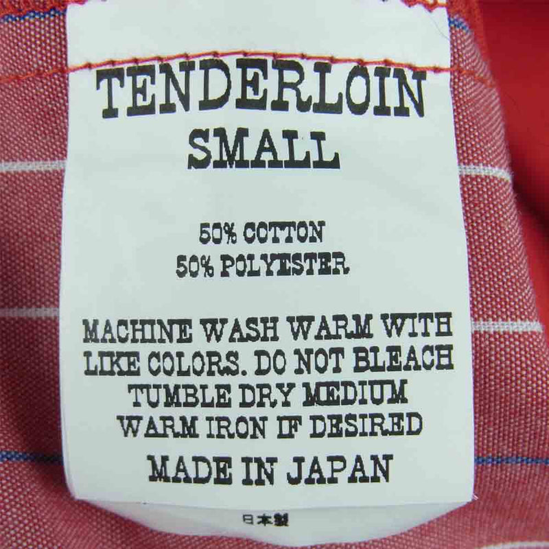 TENDERLOIN テンダーロイン T-WORK SHT U BD 切替 ストライプ 長袖 シャツ コットン 日本製 レッド系 S【中古】