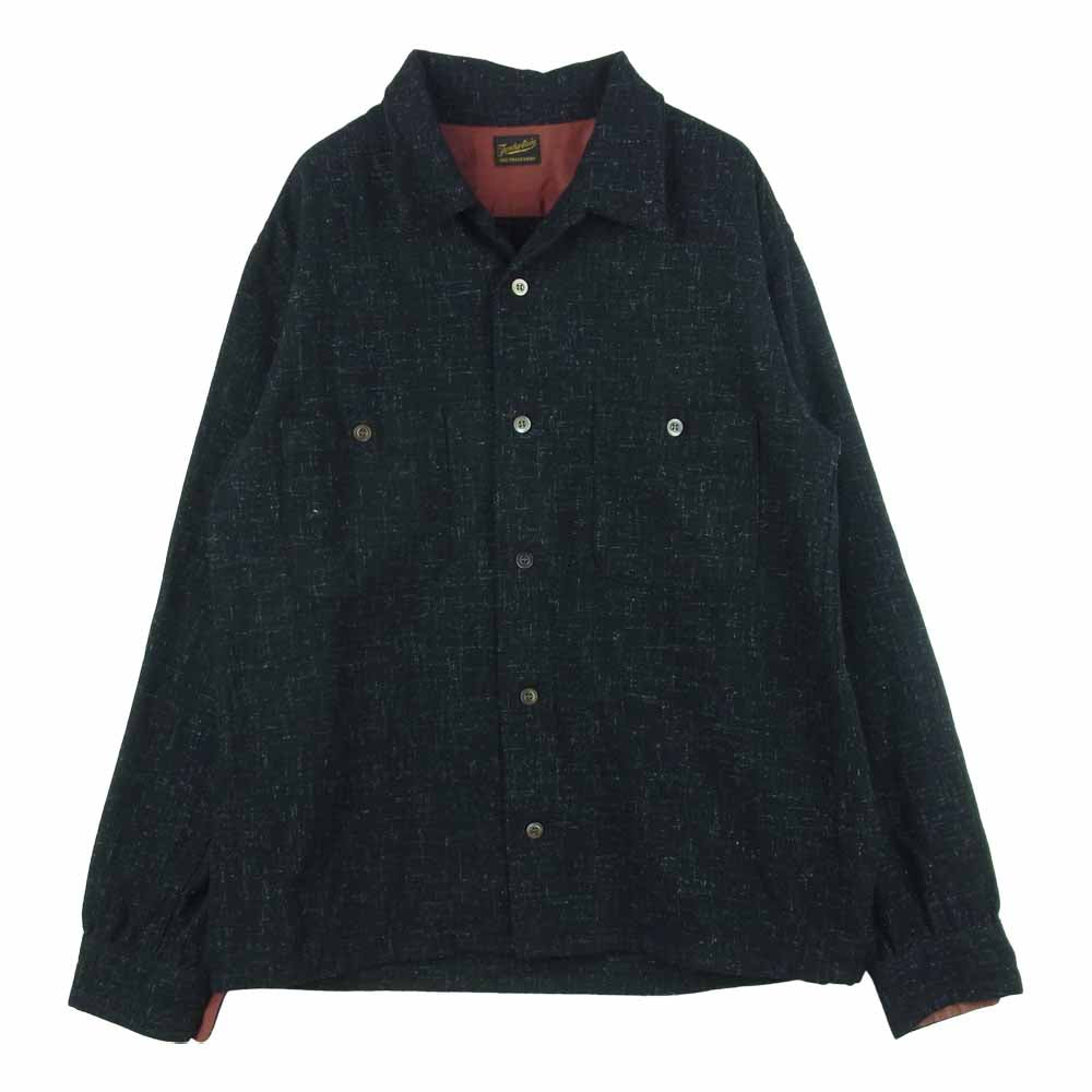 TENDERLOIN テンダーロイン T-WOOL SHT K ウール ステッチ 総柄 長袖 シャツ 日本製 ブラック系 M【中古】