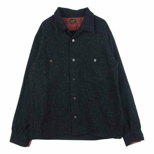 TENDERLOIN テンダーロイン T-WOOL SHT K ウール ステッチ 総柄 長袖 シャツ 日本製 ブラック系 M【中古】