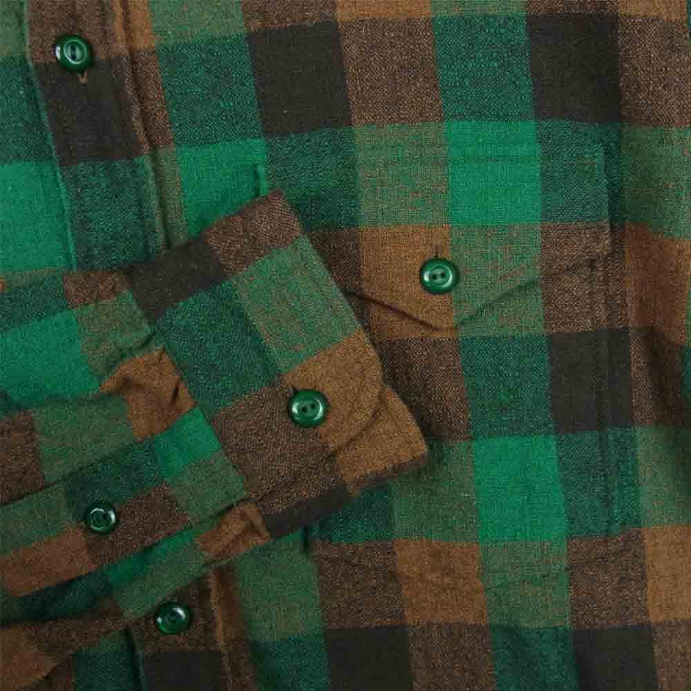 TENDERLOIN テンダーロイン T-WOOL SHT P ブロック チェック ウール 長袖 シャツ グリーン系 ブラウン系 S【中古】