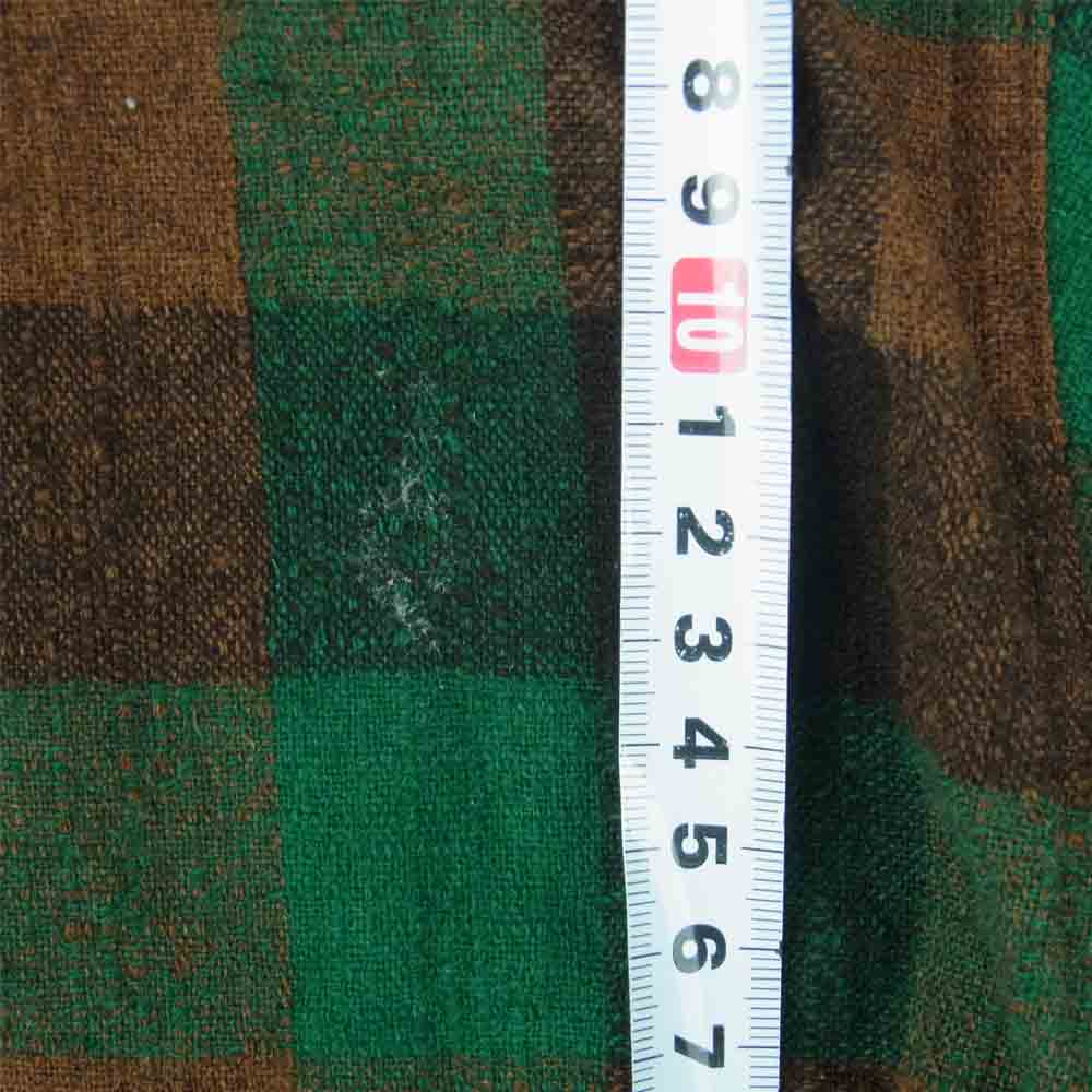 TENDERLOIN テンダーロイン T-WOOL SHT P ブロック チェック ウール 長袖 シャツ グリーン系 ブラウン系 S【中古】