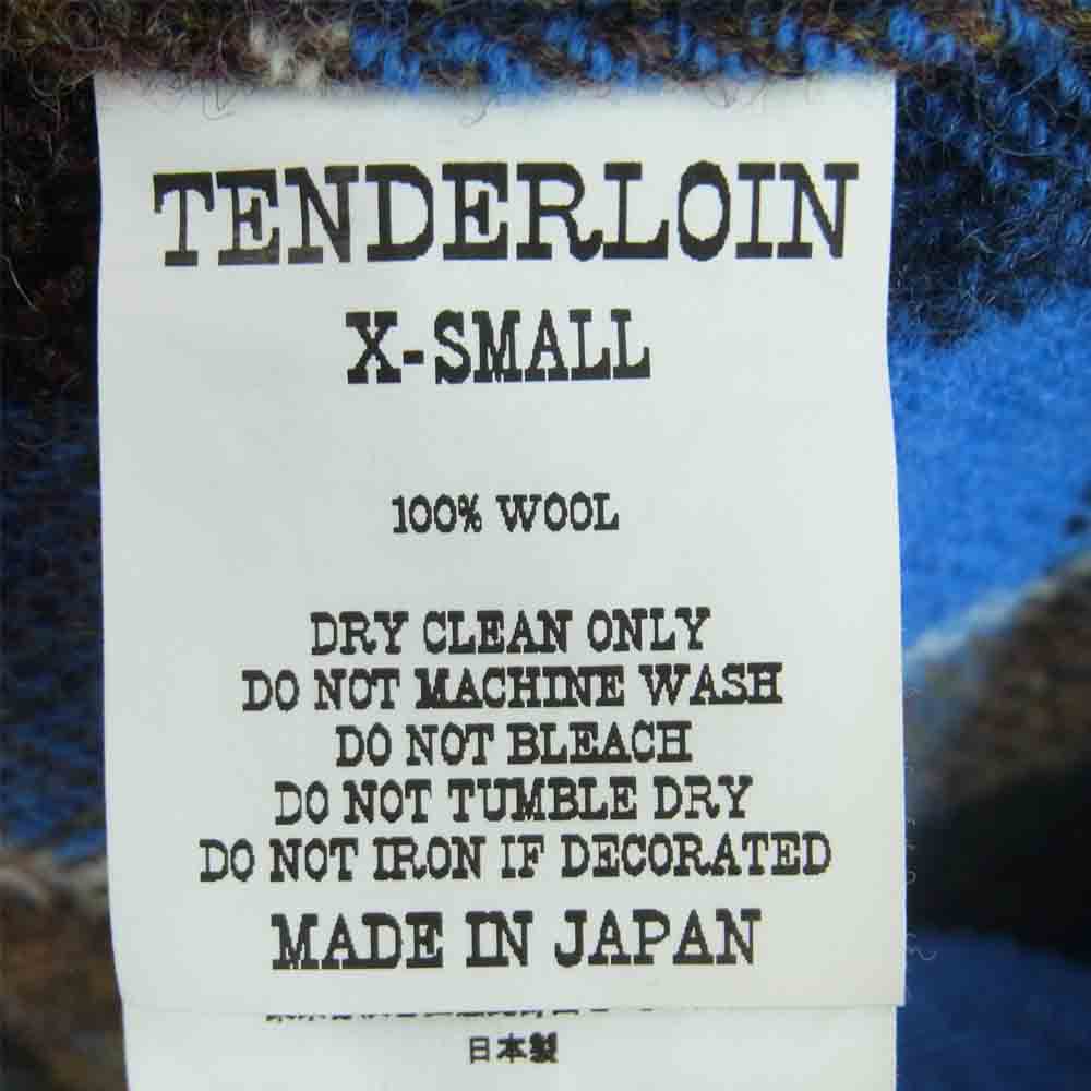 TENDERLOIN テンダーロイン T-WOOL CHECK SHT ウール チェック 長袖 シャツ 日本製 ブルー系 XS【中古】