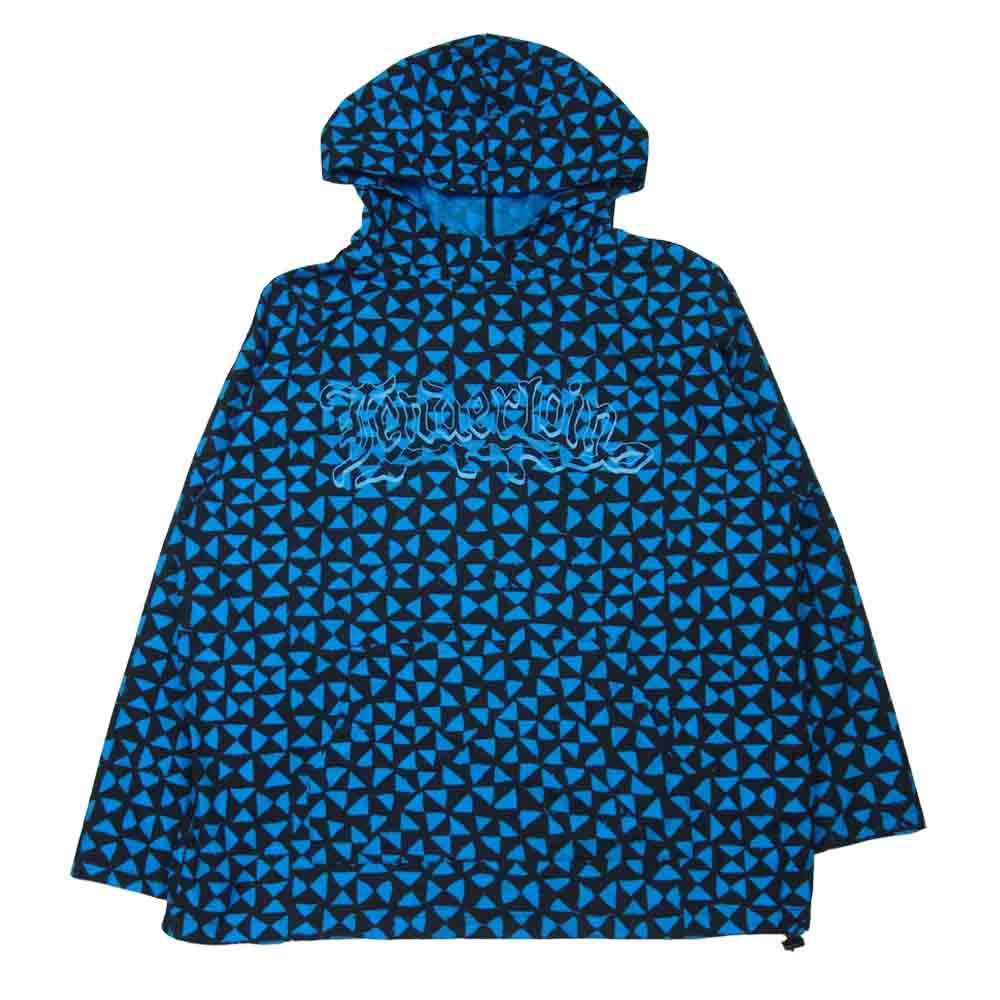 TENDERLOIN テンダーロイン T-ATX HOODED T プルオーバー ロゴ プリント トライアングル アノラック コットン パーカー ブルー系 ブラック系 M【中古】