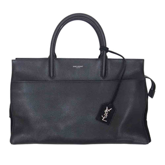 SAINT LAURENT サンローラン PARIS 国内正規品 448967 BG8HN 1000 Grained Calfskin Suede Medium Cabas Rive Gauche ミディアム カバ リヴ ゴーシュ 2WAY バッグ ブラック系【中古】